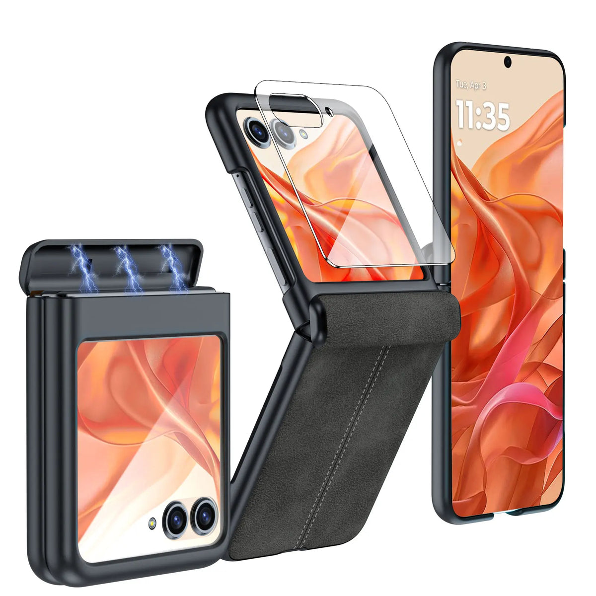 618 Hot Deals for Motorola Razr Ultra 2024/Pro 2025/Pro 2026 Case,with Hinge Protection,Ultra Thin PU Leather Matte Case-Green