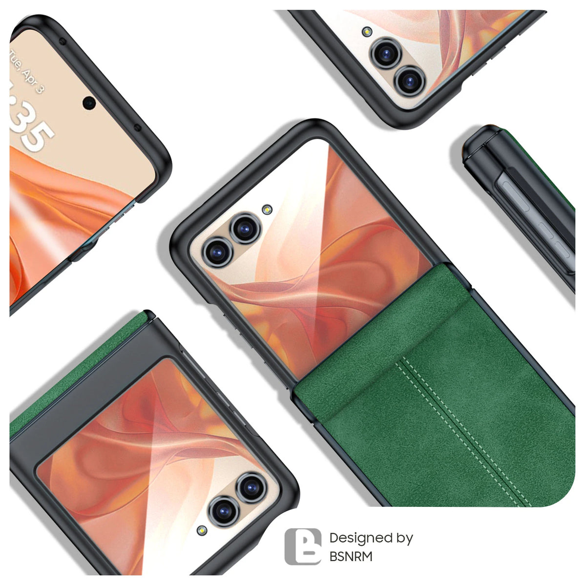 618 Hot Deals for Motorola Razr Ultra 2024/Pro 2025/Pro 2026 Case,with Hinge Protection,Ultra Thin PU Leather Matte Case-Green