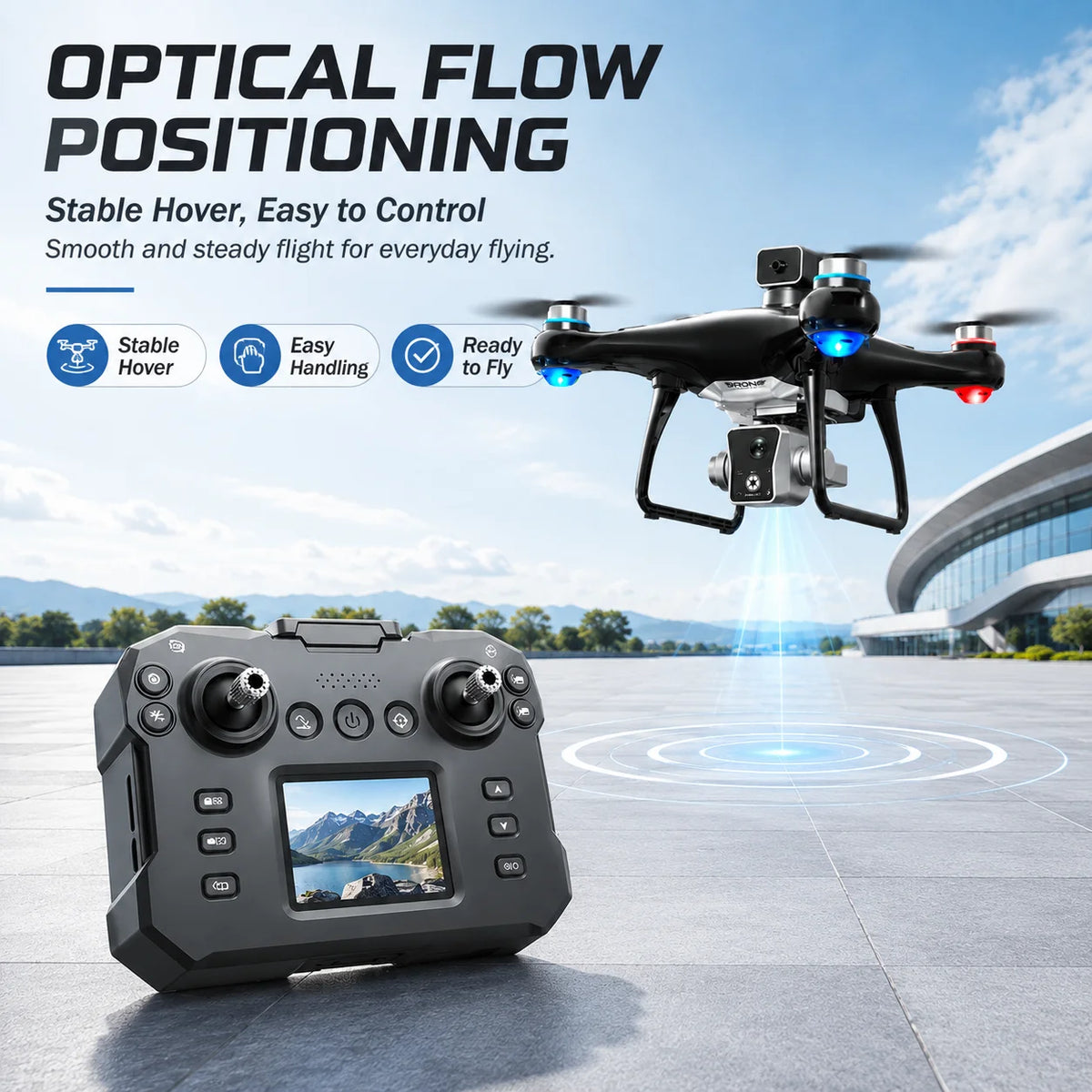 ZNLYRION Brushless Drone KY102 With Screen Remote 360 Obstacle Avoidance HD Dual Camera Optical Flow Hover Color LED Light RC Aerial Quadcopter
