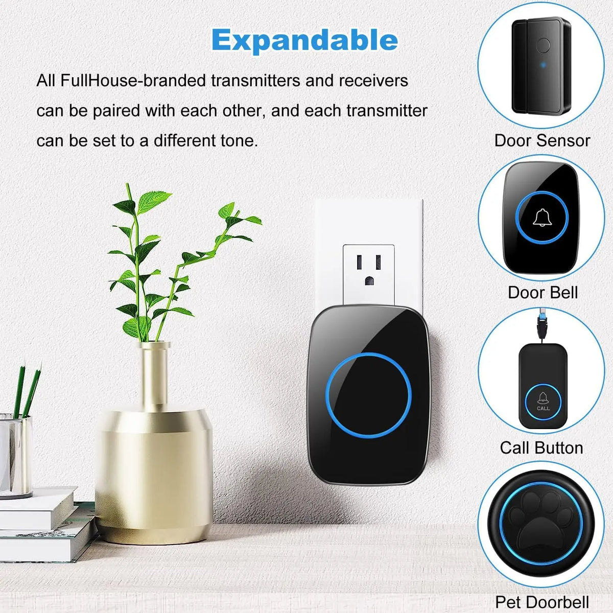 Smart Home Welcome Doorbell - Wireless Intelligent Waterproof with 150M Remote EU/US Plug Compatible Smart Door Bell Chime