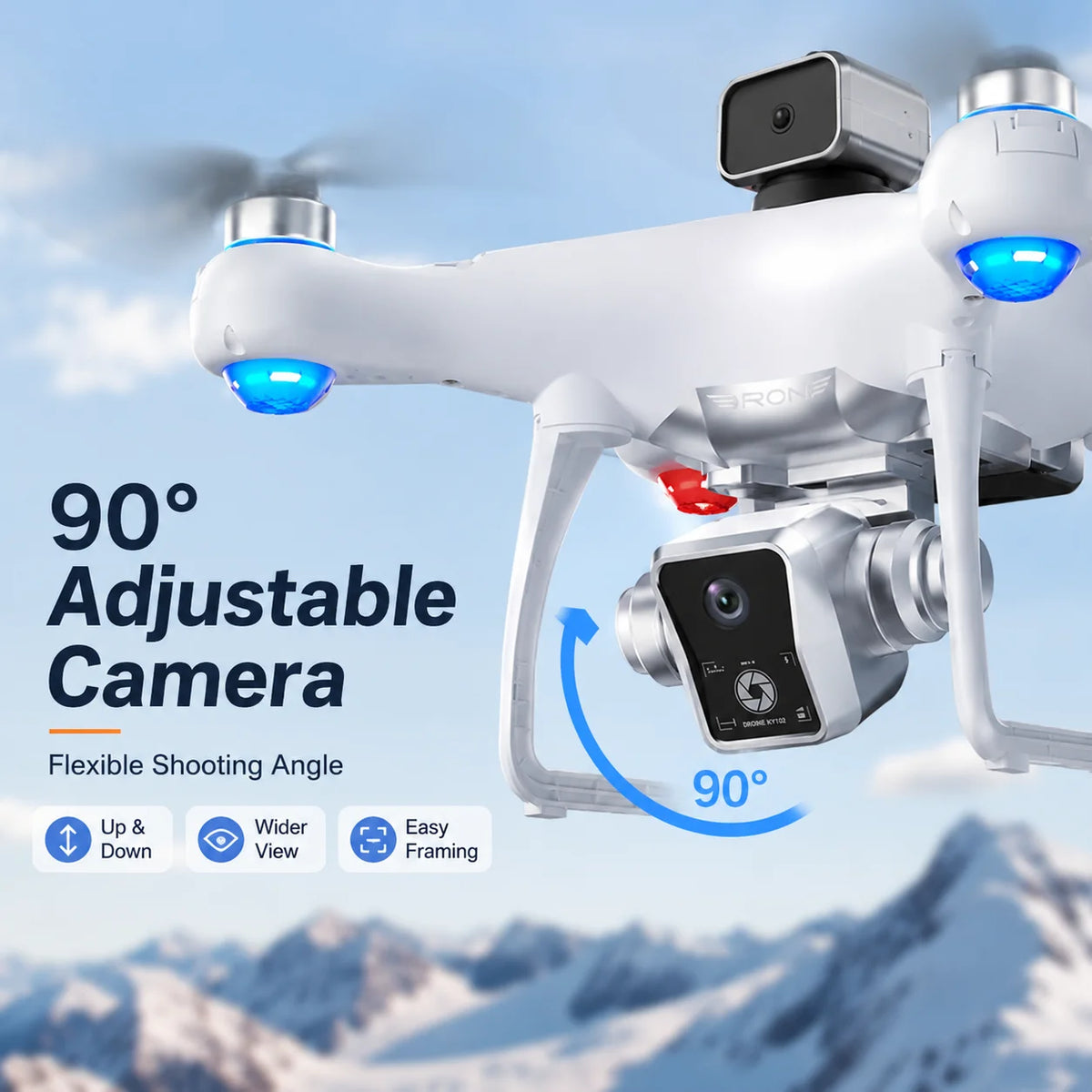 ZNLYRION Brushless Drone KY102 With Screen Remote 360 Obstacle Avoidance HD Dual Camera Optical Flow Hover Color LED Light RC Aerial Quadcopter