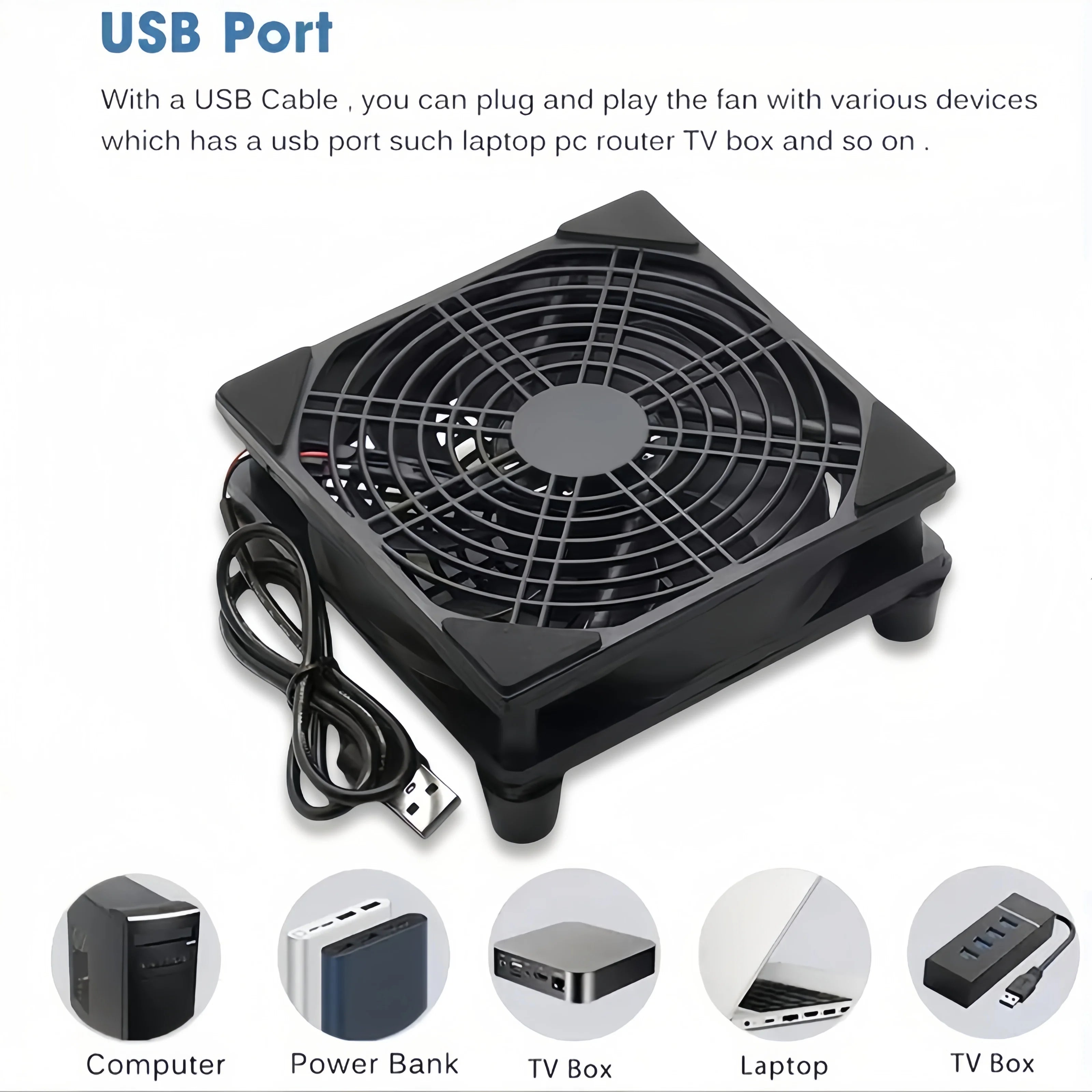120mm 4.72-inch 5V USB Router Cooling Fan, Mini Quiet Cooler for Electronics Devices