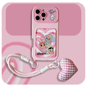 New Korean cute pink star person with fashionable hanging rope, suitable for iPhone 17/13/14/15/16 Pro Max anti drop protective