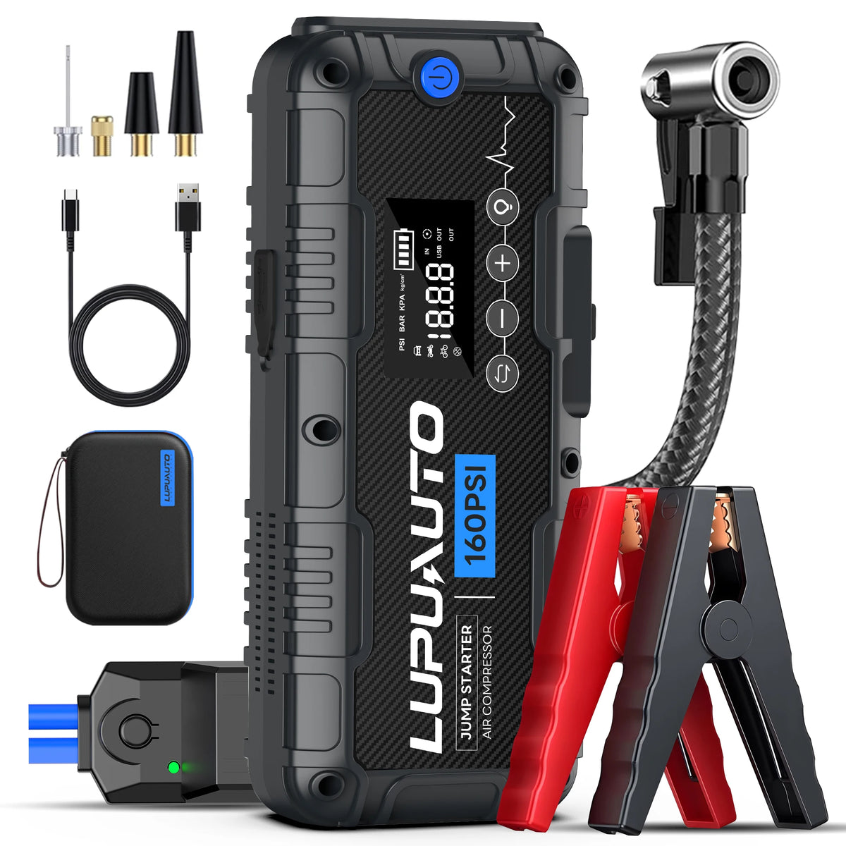 7000A Car Jump Starter Power Bank with Air Compressor 160 PSI 12V Car Starting Device 24000Mah Battery Jump Start for Car Booste
