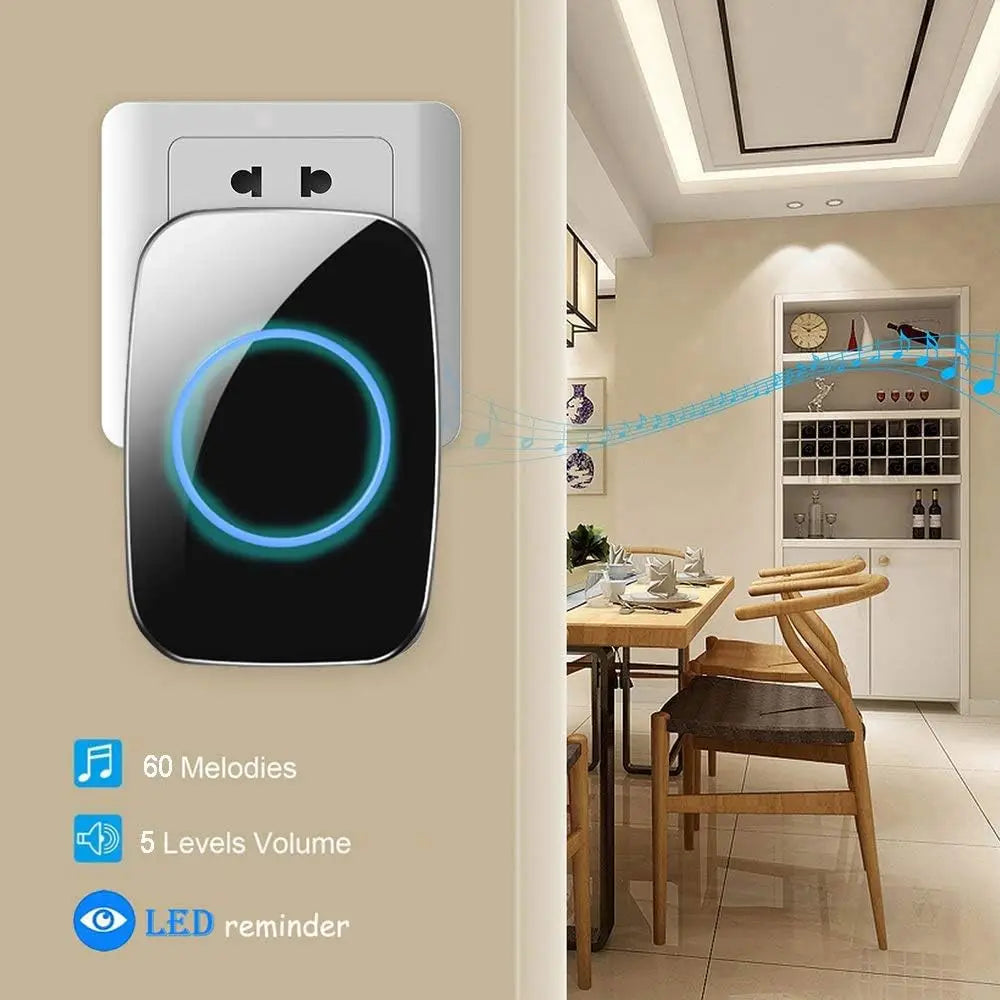 Smart Home Welcome Doorbell - Wireless Intelligent Waterproof with 150M Remote EU/US Plug Compatible Smart Door Bell Chime