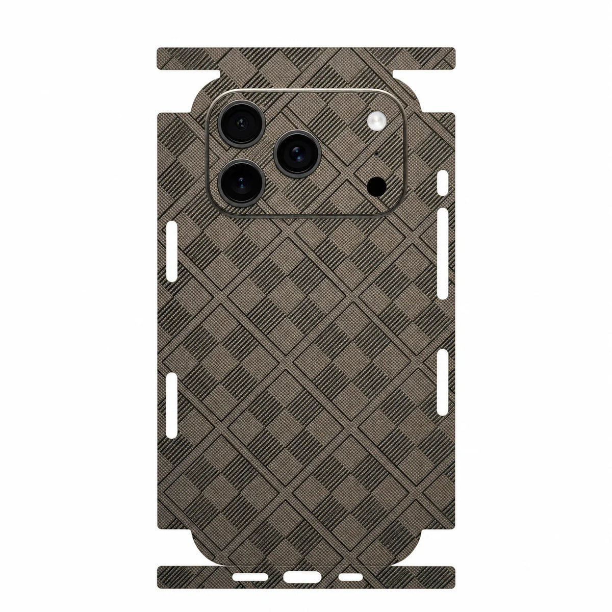 Full Wrap Faux Leather Back Skin for iPhone 17 16 15 14 13 Pro Max Diamond Kevlar Texture Anti Scratch Phone Sticker