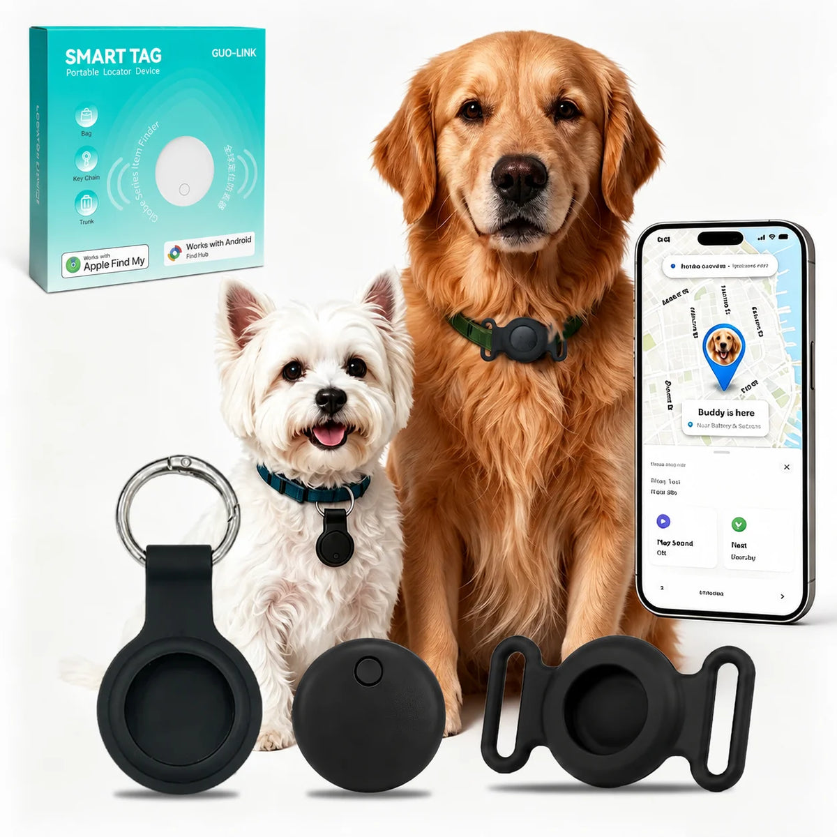 Smart Air Tag Bluetooth Tracker Item Finder Compatible with Apple Find My Android Locate Keys Wallet Luggage Pet