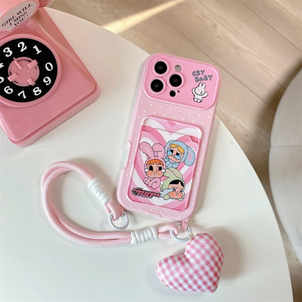 New Korean cute pink star person with fashionable hanging rope, suitable for iPhone 17/13/14/15/16 Pro Max anti drop protective
