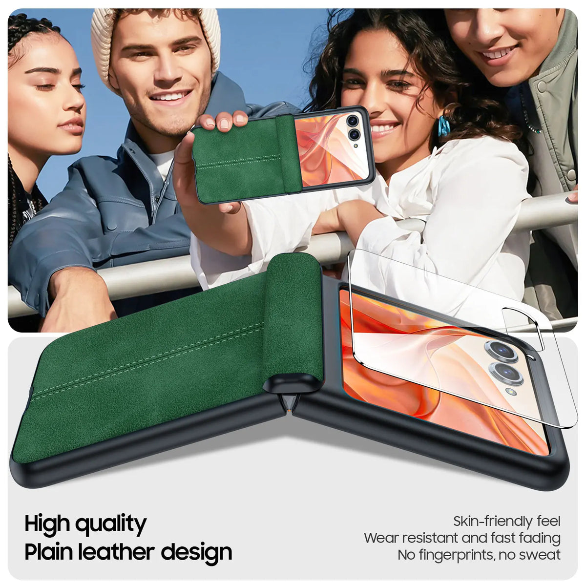 618 Hot Deals for Motorola Razr Ultra 2024/Pro 2025/Pro 2026 Case,with Hinge Protection,Ultra Thin PU Leather Matte Case-Green