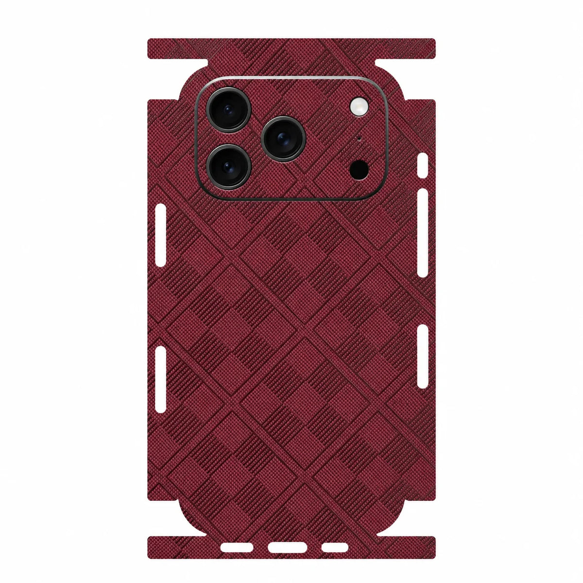 Full Wrap Faux Leather Back Skin for iPhone 17 16 15 14 13 Pro Max Diamond Kevlar Texture Anti Scratch Phone Sticker