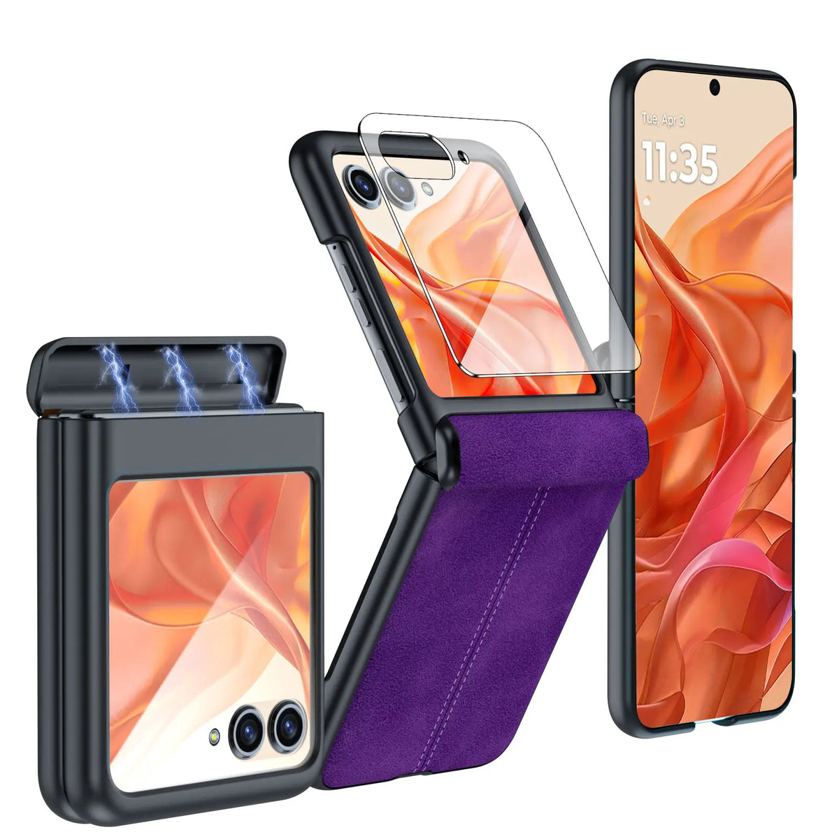 618 Hot Deals for Motorola Razr Ultra 2024/Pro 2025/Pro 2026 Case,with Hinge Protection,Ultra Thin PU Leather Matte Case-Green