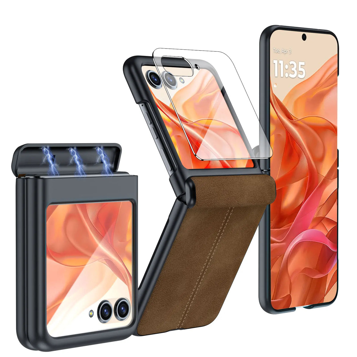 618 Hot Deals for Motorola Razr Ultra 2024/Pro 2025/Pro 2026 Case,with Hinge Protection,Ultra Thin PU Leather Matte Case-Green