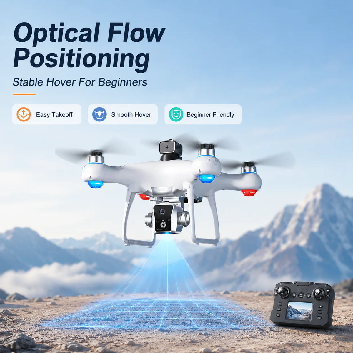ZNLYRION Brushless Drone KY102 With Screen Remote 360 Obstacle Avoidance HD Dual Camera Optical Flow Hover Color LED Light RC Aerial Quadcopter