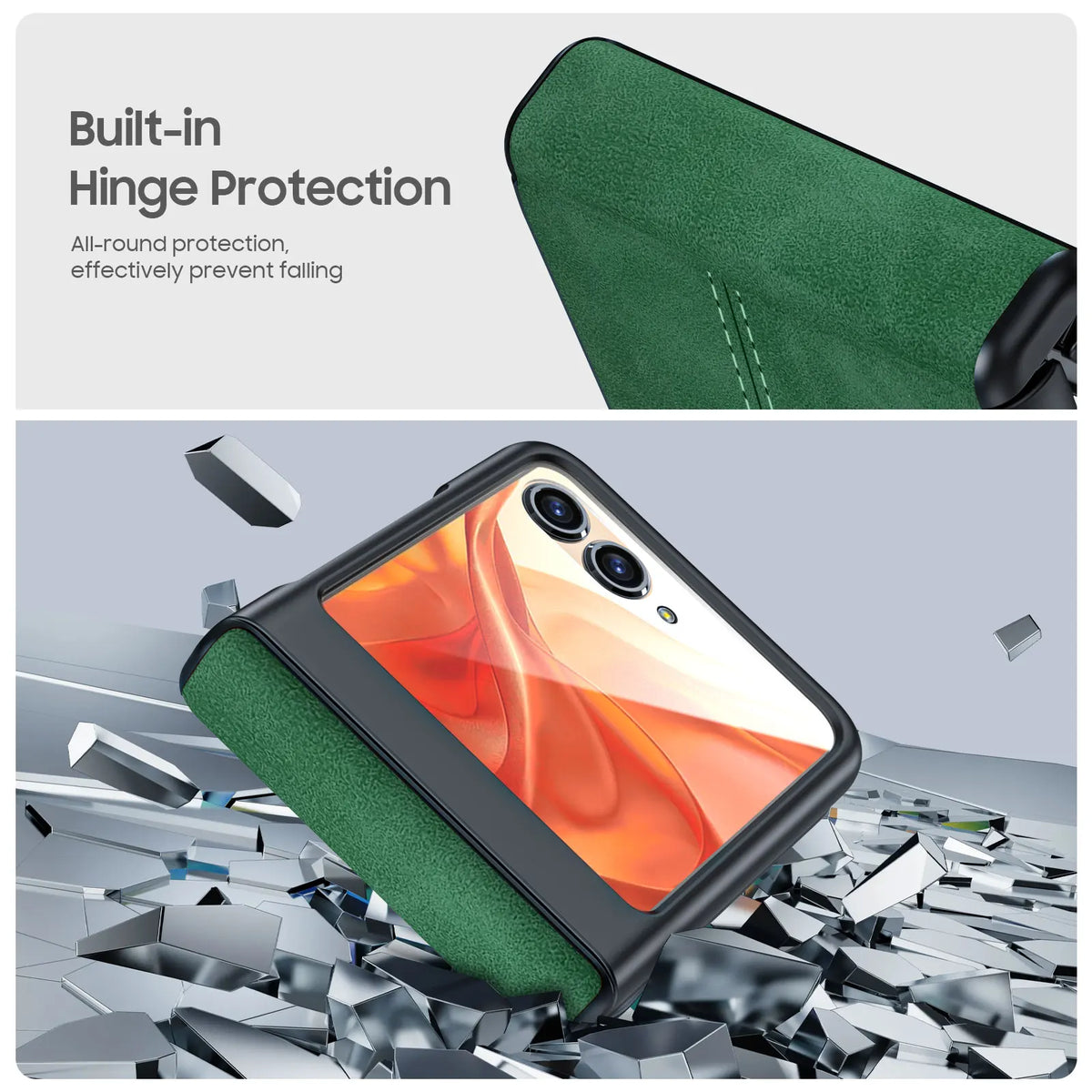 618 Hot Deals for Motorola Razr Ultra 2024/Pro 2025/Pro 2026 Case,with Hinge Protection,Ultra Thin PU Leather Matte Case-Green