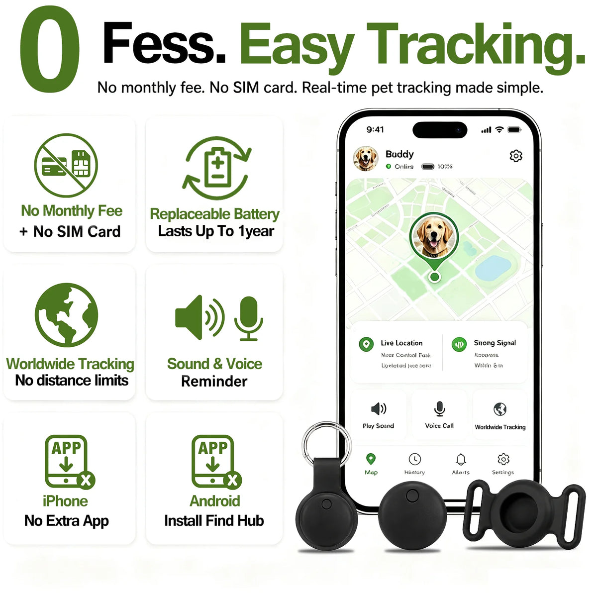 Smart Air Tag Bluetooth Tracker Item Finder Compatible with Apple Find My Android Locate Keys Wallet Luggage Pet