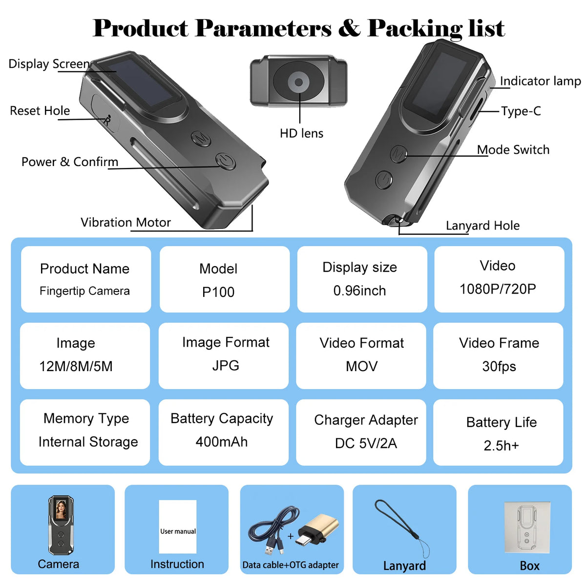 Next-Gen Portable Body Camera Fingertip Control Law Enforcement Police Military Surveillance Handheld HD Video Recording Device