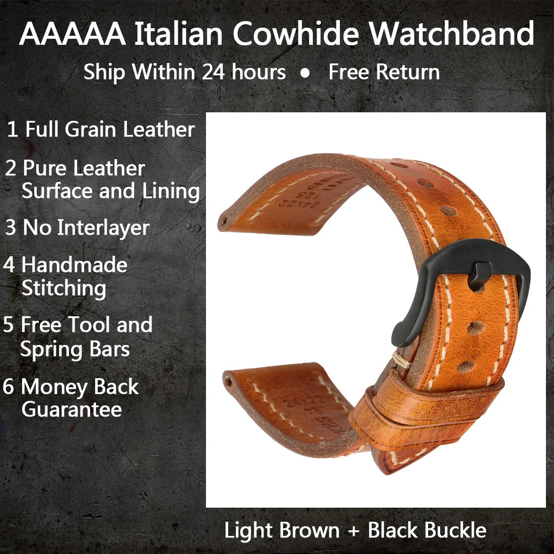Luxury Handmade Watch Band Genuine Cow Leather Watch Strap With Butterfly Buckle Bracelet For Hamilton SEIKO Citizen Watchbands