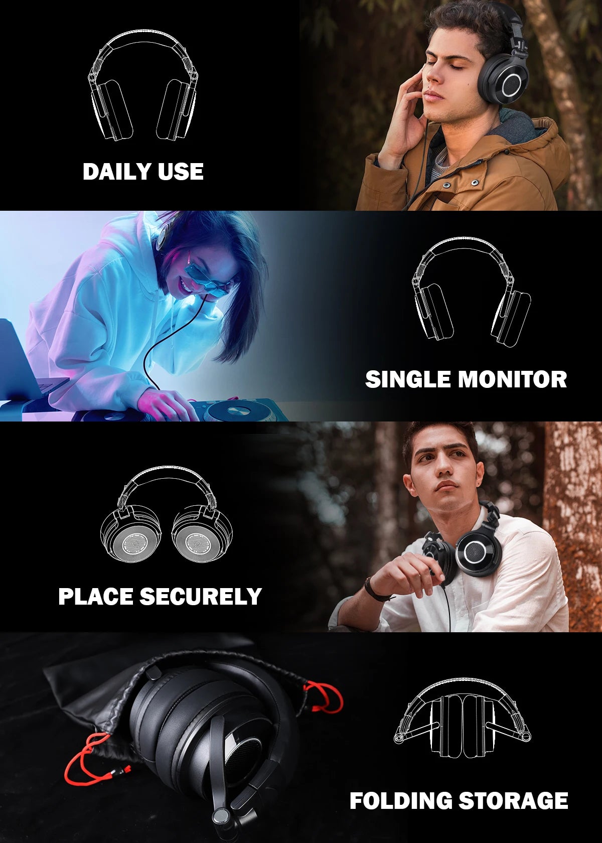 Oneodio Monitor 60 Wired HiFi Headphones Professional Studio DJ Headphones Stereo Over Ear Headset With Hi-Res Audio Microphone