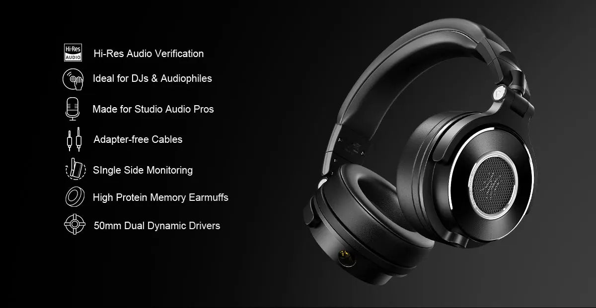 Oneodio Monitor 60 Wired HiFi Headphones Professional Studio DJ Headphones Stereo Over Ear Headset With Hi-Res Audio Microphone
