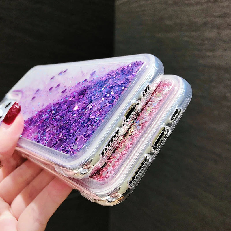 Lanyard Glitter Liquid Floating Qicksand Silicone Case For Samsung Galaxy S20 Ultra S10 Lite S10E S9 S8 Plus S7 Edge TPU Cover