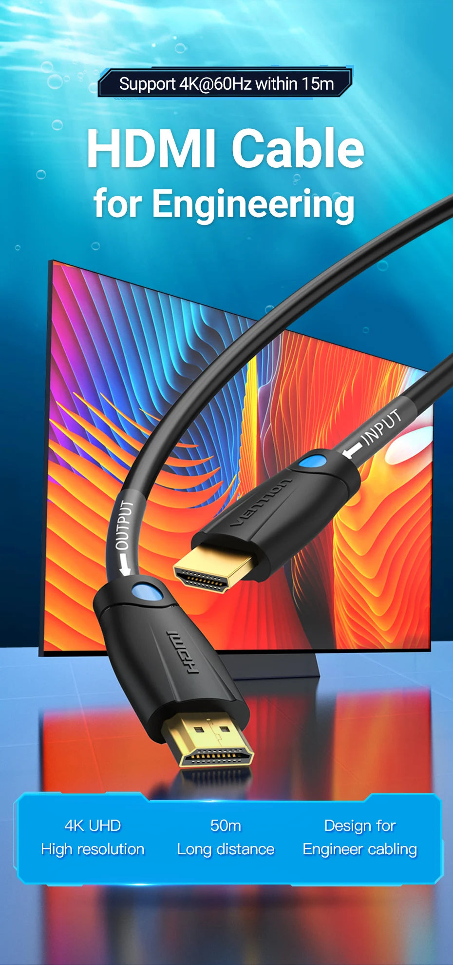 Vention HDMI Cable 4K/30Hz 1080P/60Hz HDMI Cable for Structure Cabling Engineering Line for Projector PS3/4 HDTV HDMI 1.4 Cable