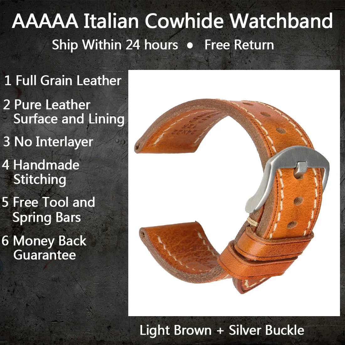 Luxury Handmade Watch Band Genuine Cow Leather Watch Strap With Butterfly Buckle Bracelet For Hamilton SEIKO Citizen Watchbands