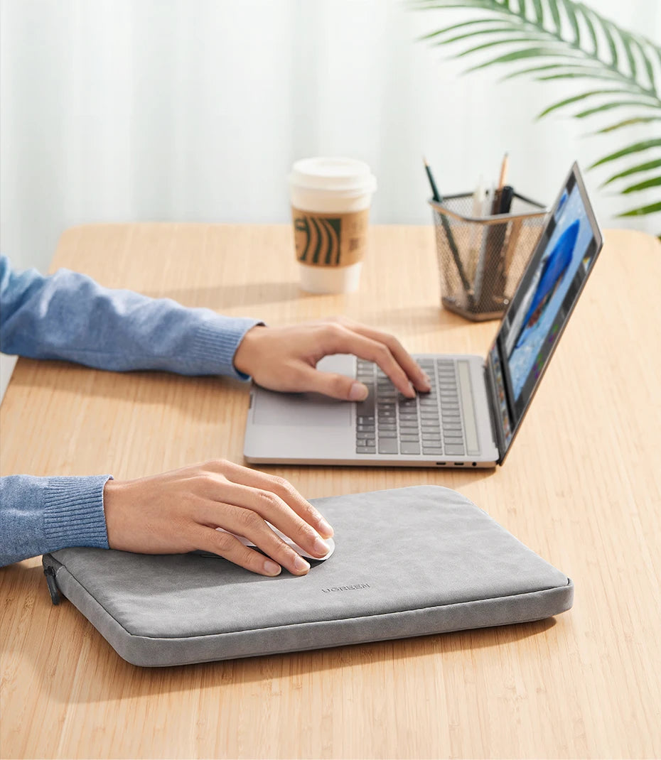 UGREEN  Leather Laptop Bag for Macbook Pro 13 14  Macbook Air Laptop Storage Bag Sleeve Case for iPad Pro Air Notebook Bag