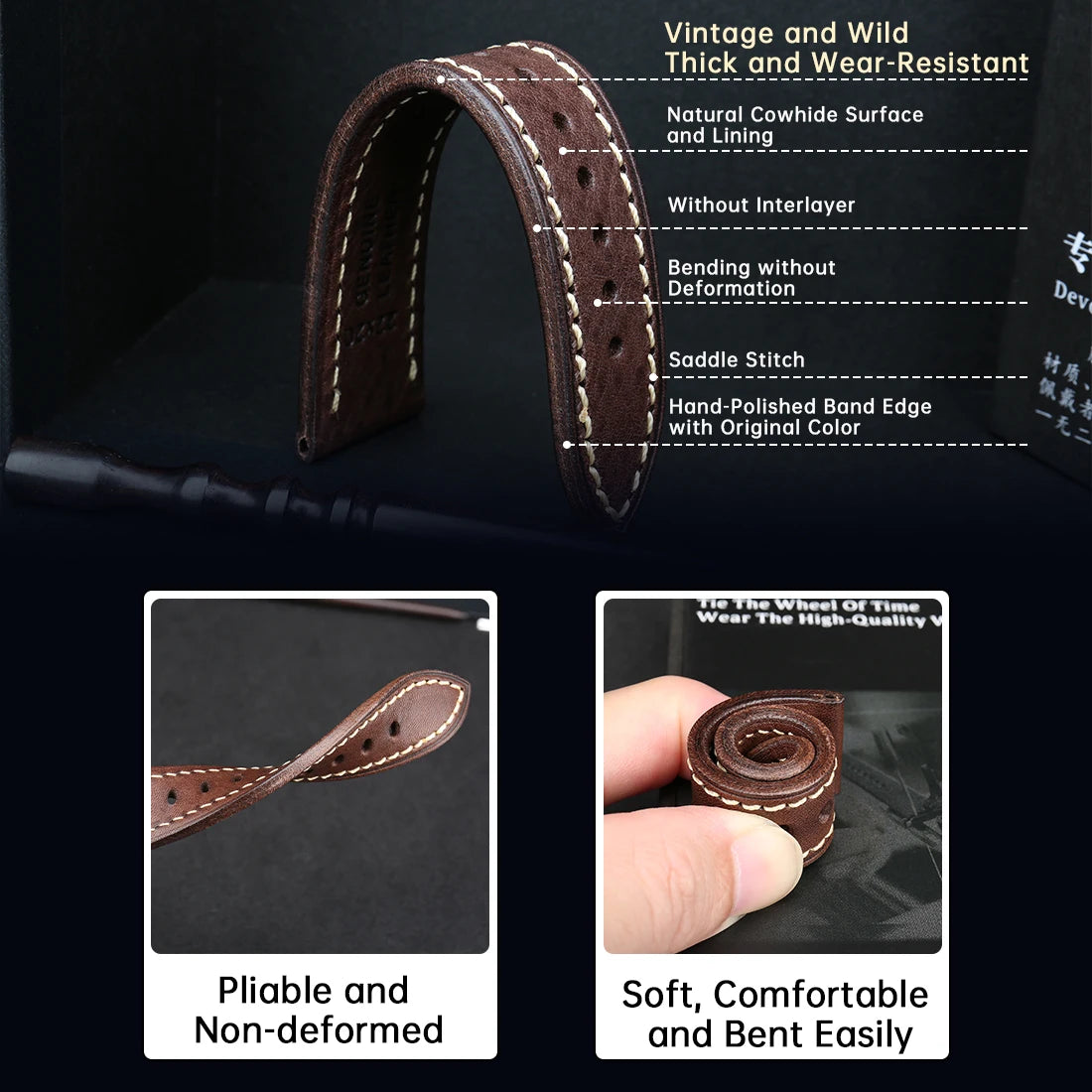 Luxury Handmade Watch Band Genuine Cow Leather Watch Strap With Butterfly Buckle Bracelet For Hamilton SEIKO Citizen Watchbands