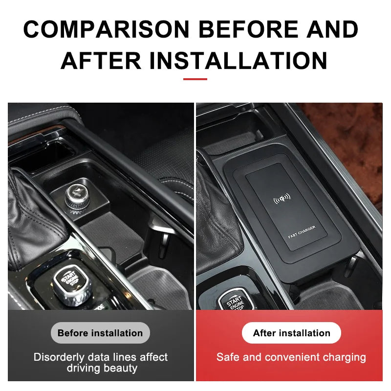 Car Wireless Charger for Volvo XC90 NEW XC60 S90 V90 18-2024 Special Mobile Phone Charging Plate Car Accessories V60 2020 S60