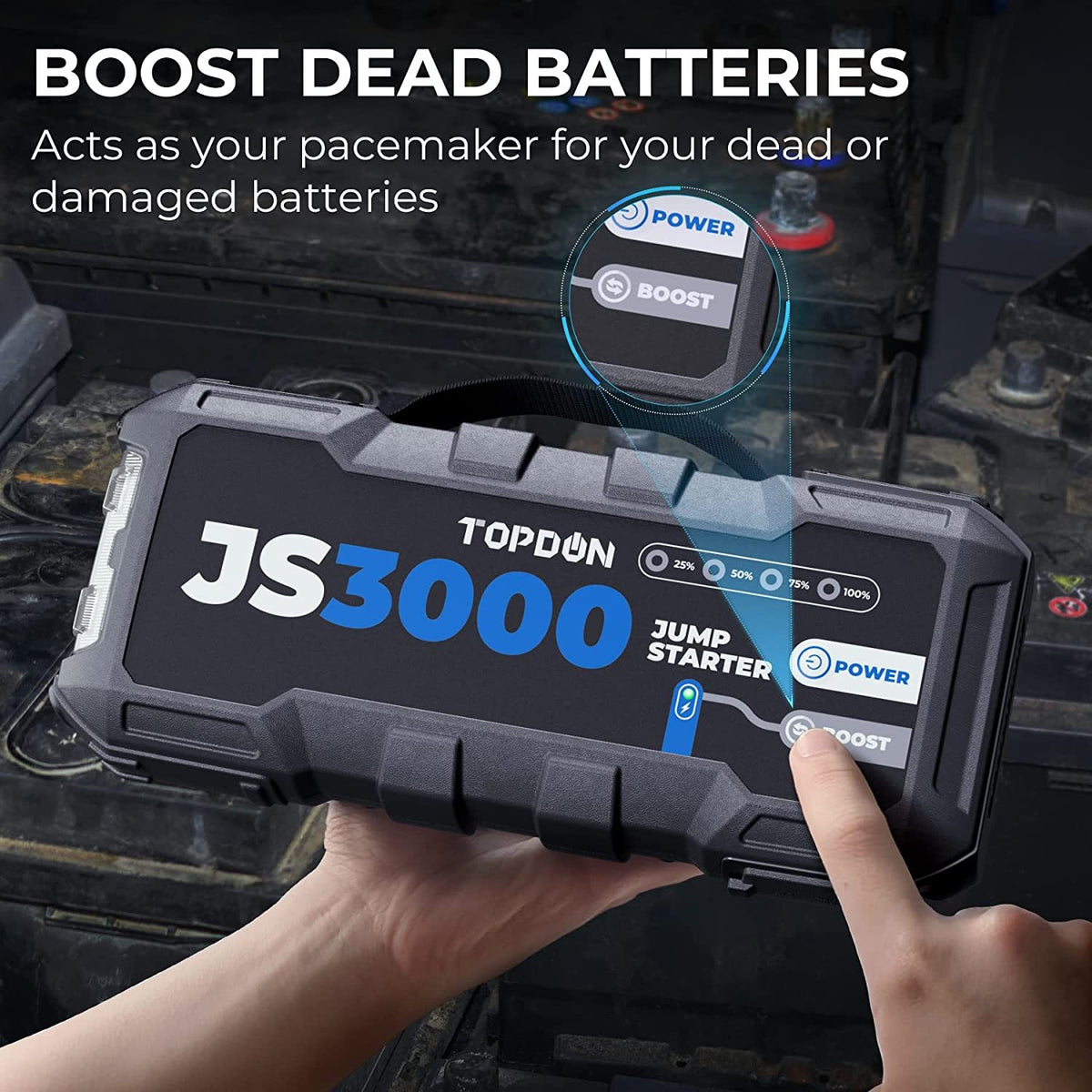 Topdon JS3000 3000A Car Jump Starter Power Bank 12V Car Starting Device 24000Mah Battery Jump Start for Car Booster