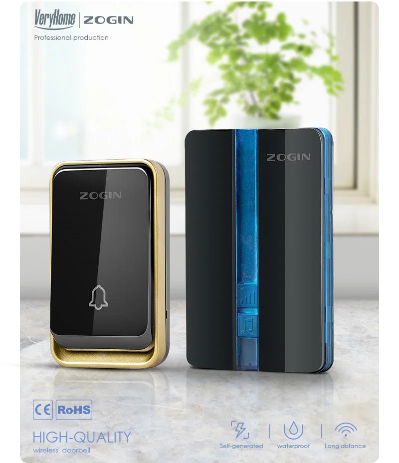 Wireless Doorbell Waterproof Self-powered Button Intelligent Door Bell Sets Home Welcome Outdoor 1 2 3 Receiver EU AU US UK Plug
