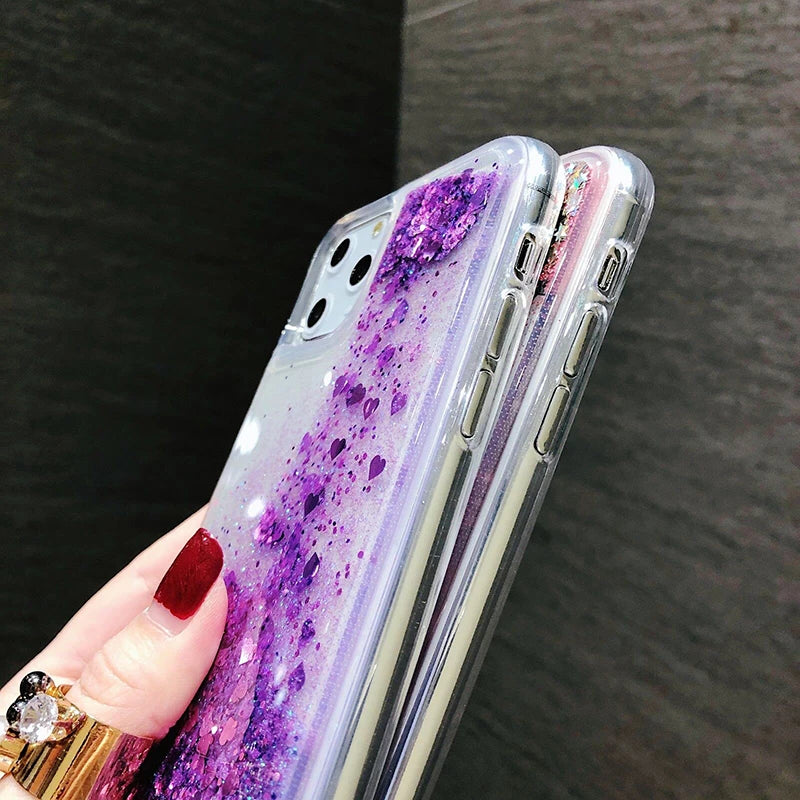Lanyard Glitter Liquid Floating Qicksand Silicone Case For Samsung Galaxy S20 Ultra S10 Lite S10E S9 S8 Plus S7 Edge TPU Cover