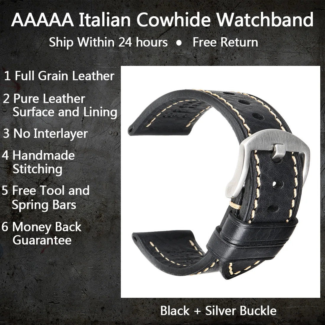 Luxury Handmade Watch Band Genuine Cow Leather Watch Strap With Butterfly Buckle Bracelet For Hamilton SEIKO Citizen Watchbands
