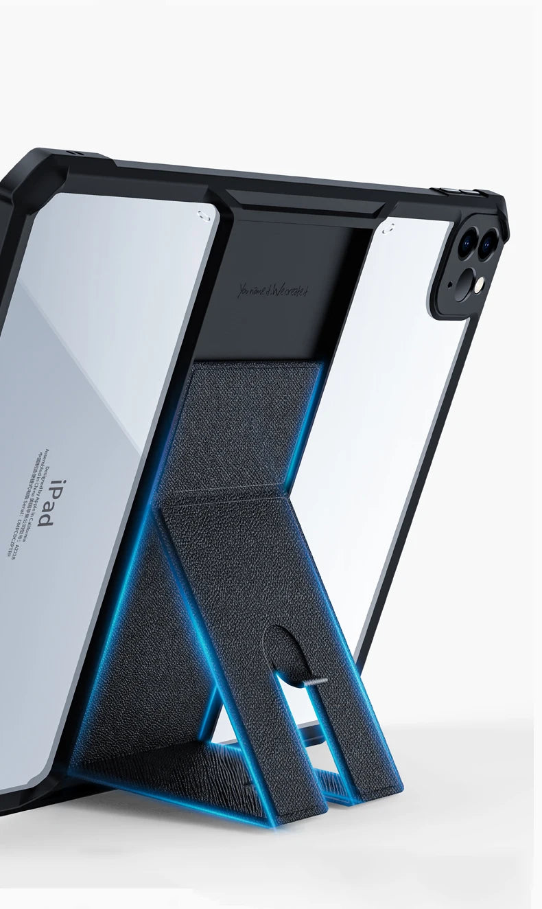 Xundd Tablet Cases For iPad Air iPad Pro 11 13 inch 2024 Shockproof Bumper Protective Case Transparent Back Cover With Holder