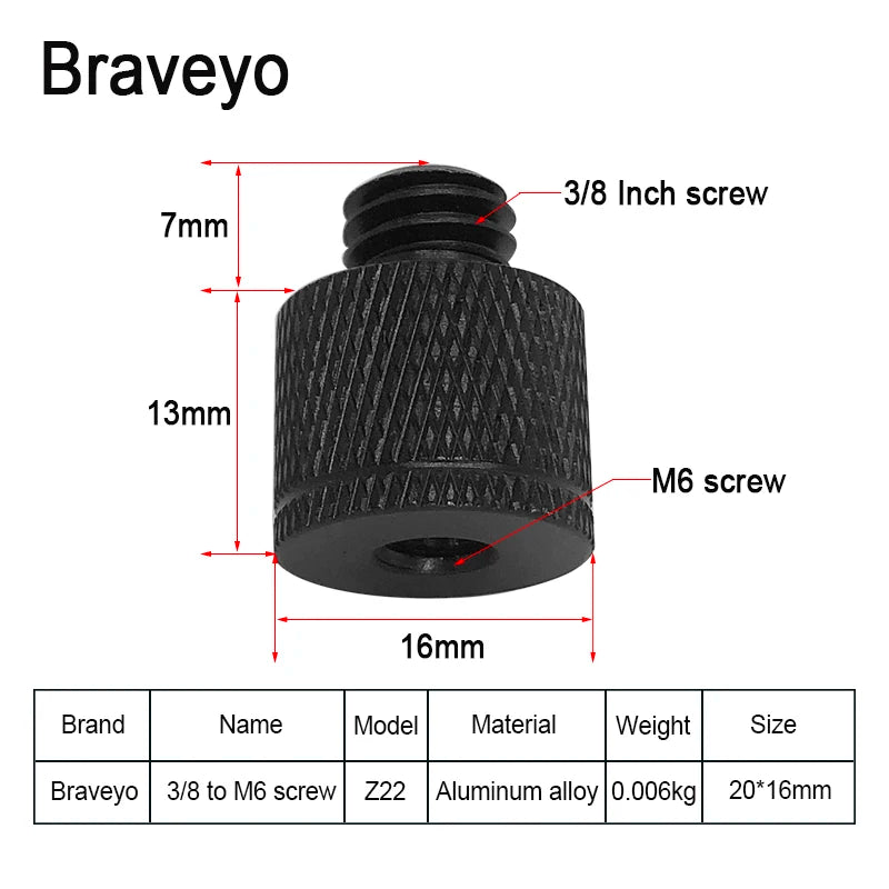 Camera Adapter Screw 3/8 to M6 M8 M10 M12 Inch Photography Screw Tripod Ballhead Mount Accessories For Dslr Live Flash Bracket