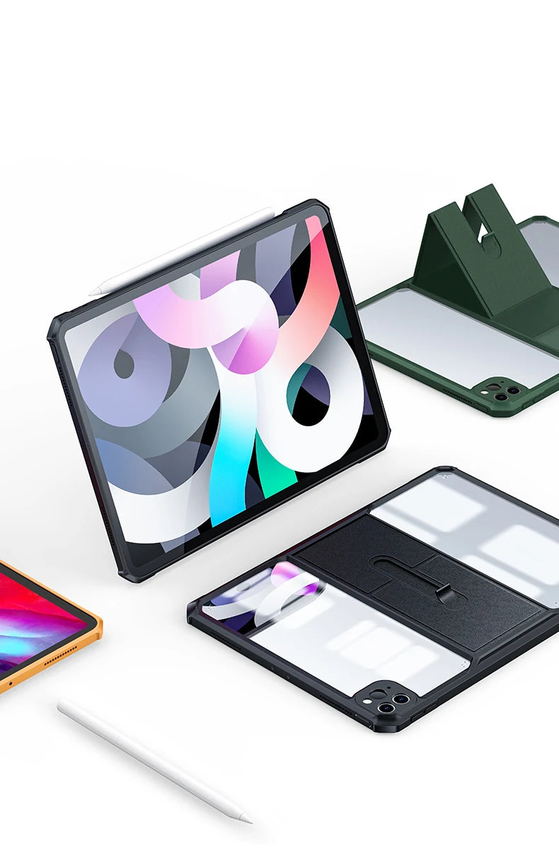 Xundd Tablet Cases For iPad Air iPad Pro 11 13 inch 2024 Shockproof Bumper Protective Case Transparent Back Cover With Holder
