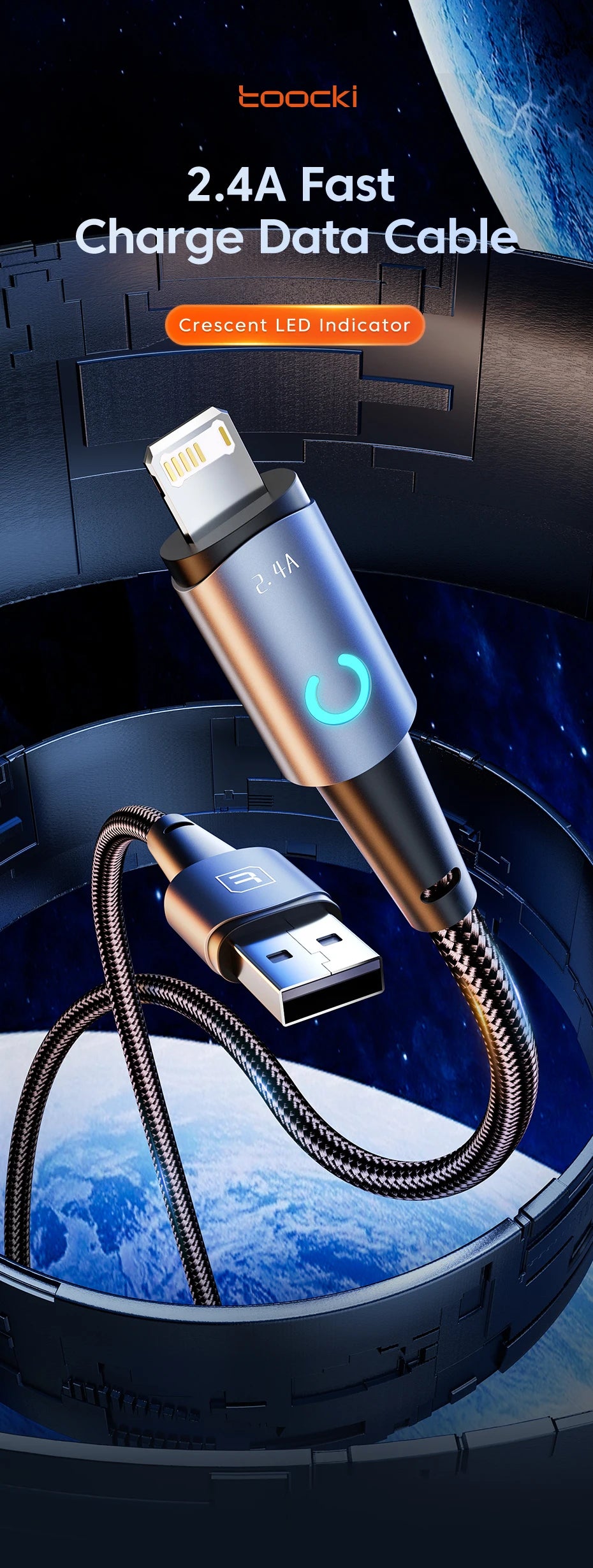 Toocki USB Lightning Cable for iPhone 14 13 12 11 Pro Max  8 7 Plus 2.4A Fast Charing Cable for iPhone Charer Cord Data Wire