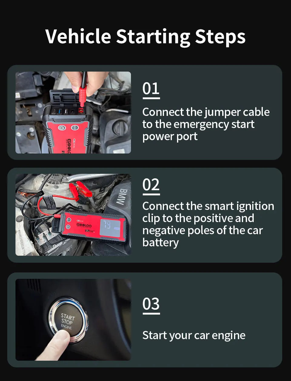 GOOLOO 12V Car Jump Starter 4000A Car Battery Starter 20000mAh Portable Power Bank Booster Auto Starting Device Emergency Start