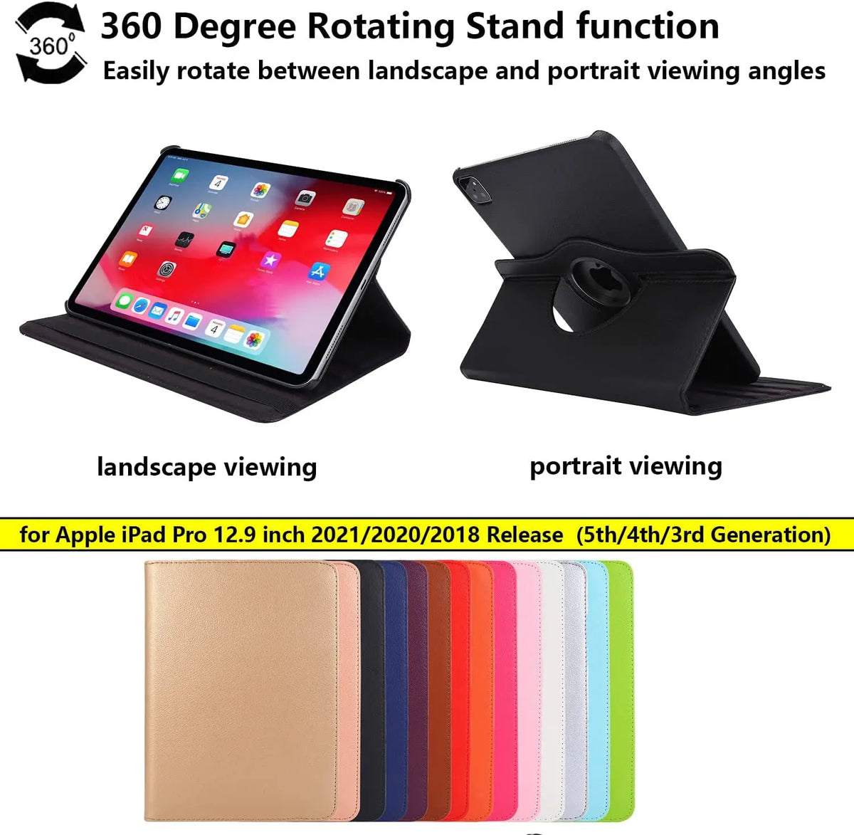 Case For Apple iPad Pro 12.9 2015/2017 360 Rotating Smart Cover iPad Air 13 2024 2025 12.9"2018-22 PU Leather Funda Tablet Shell