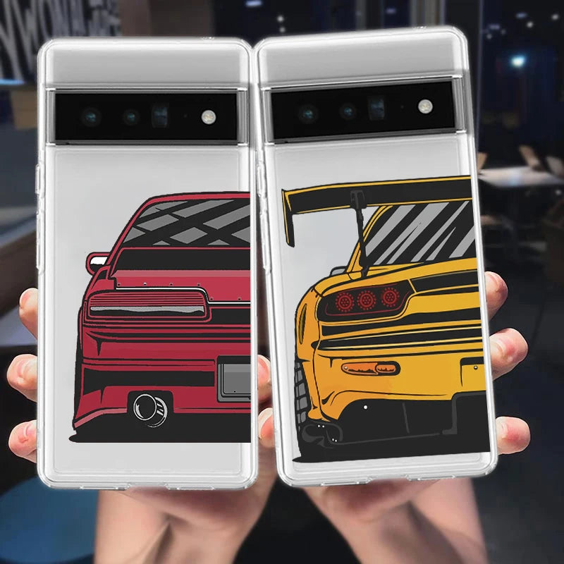 For Google Pixel 10 Pro 10A Phone Case Pixel 9 Pro XL Pixel 8 Pro 9A 8A 7A 7 6A 6 Pro Soft TPU Cover Japan JDM Sports Cars Comic