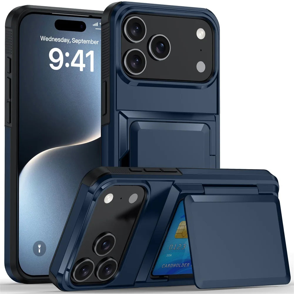 Wallet Case For iPhone 17 Pro Max 16 Pro Max 15 14 13 12 Protective Credit ID Card Holder Heavy Duty Protection Shockproof Cover