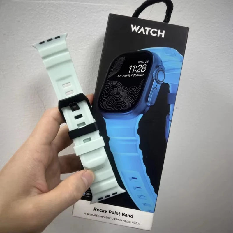 Titanium Metal  Strap Sport Silicone Band For Apple Watch Ultra 10 9 8 7 6 SE For iWatch 38mm 41mm 40mm 42mm 44mm 45mm 46mm 49mm