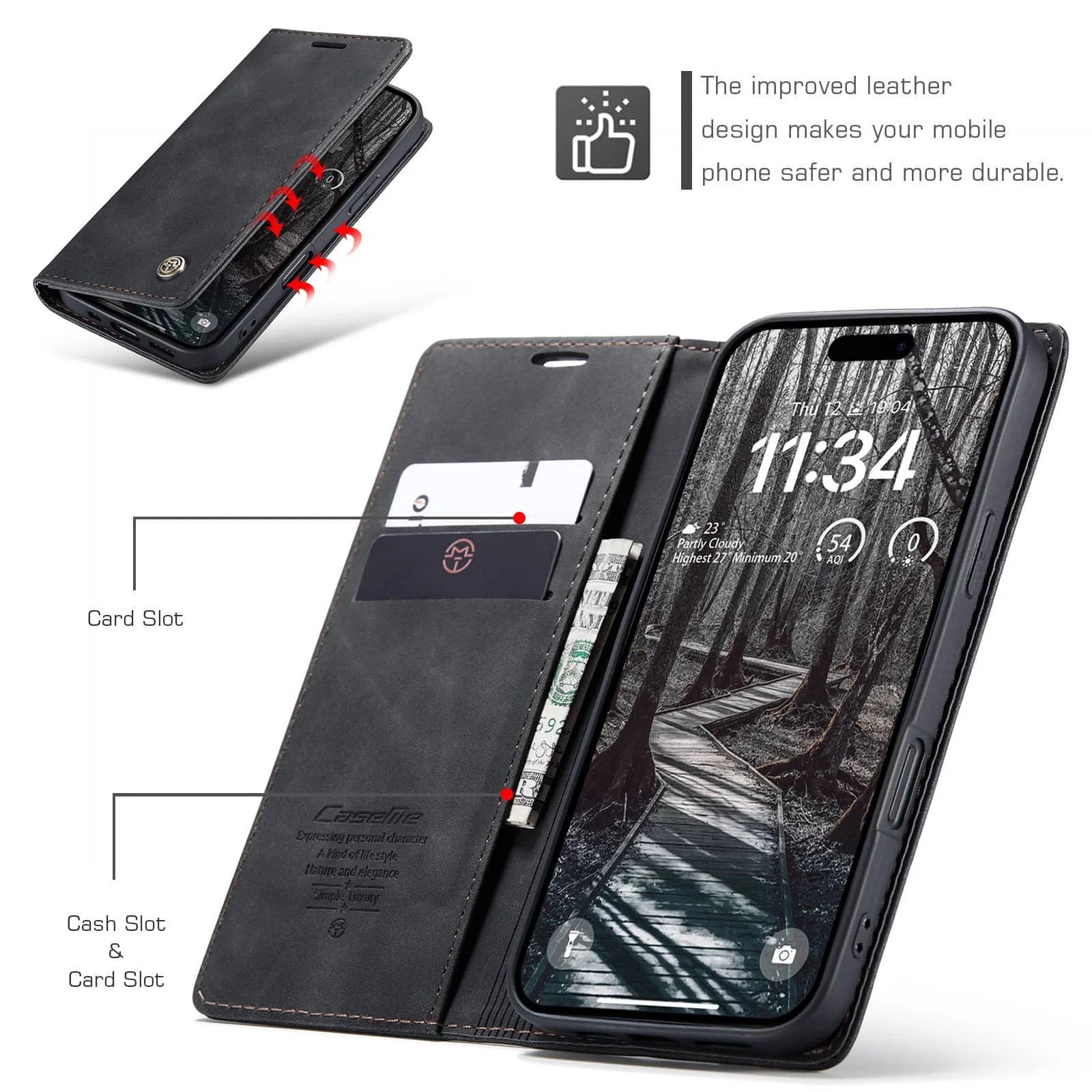 Flip Wallet Case for iPhone 17 Pro Max 17 iPhone Air 17 Pro, Leather Magnetic Folio Cover with Card Holder, Kickstand - TPU Case