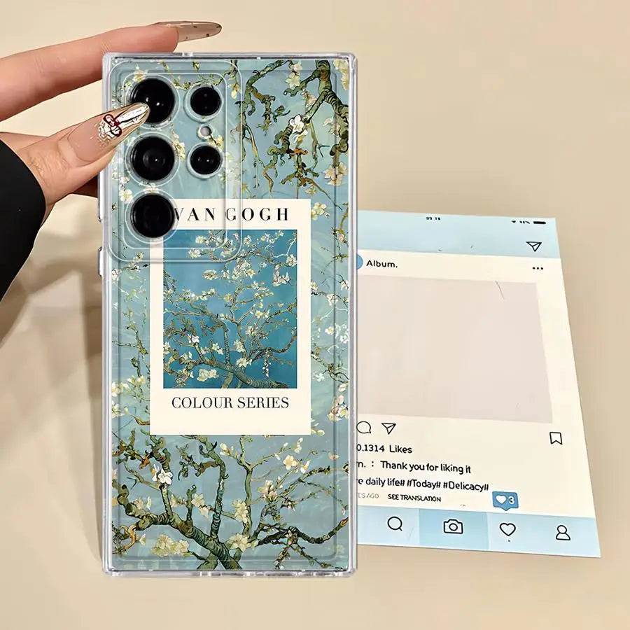 Van Gogh Sunflowers Clear Cover Phone Case for Samsung Galaxy Note 20 Ultra 10 S22 FE S25 Edge S23 Ultra S20 Plus S21 S24