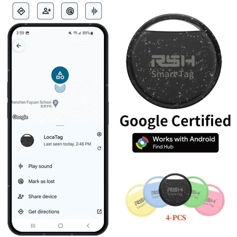 RSH 5pcs Security Anti-Loss GPS Tracker Android Locator for Xiaomi Global Postioning Kids Bag Wallet Car Finder Google Certified