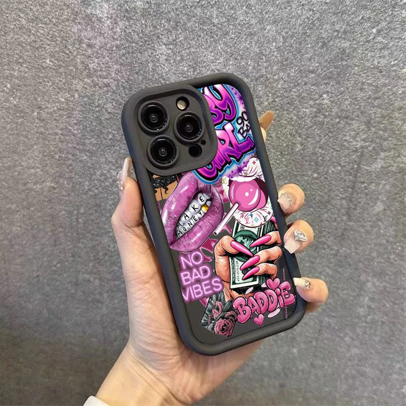 Pink Lips USD Banknote Printed Phone Case For Samsung Galaxy S26 S25 S24 S23 S22 S21 S20 Ultra Plus FE A55 A54 A15 A35 Cover