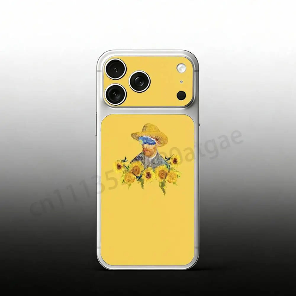 Sunflower Art V-Van G-Gogh For iPhone 17proMax/17pro Full Cover Decal Skin Wrap Colorful Rear Protective Sticker Film