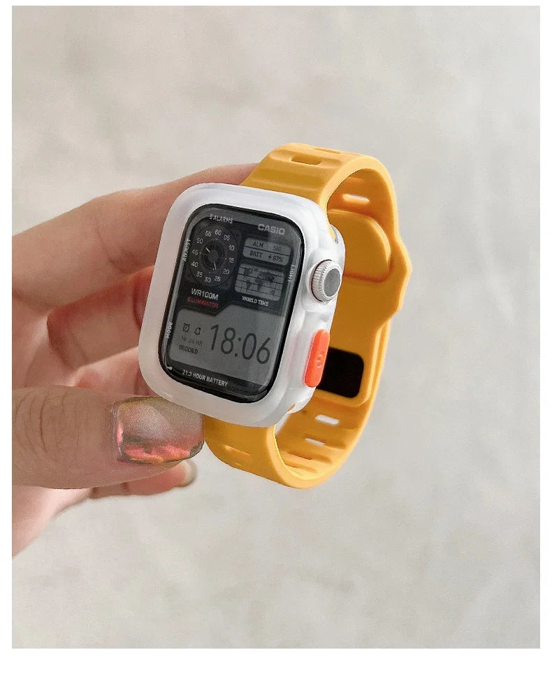Silicone Case+Strap for Apple Watch Ultra3 49mm Series 11/10 42mm 38 44mm 40mm 45mm 41mm Bracelet Cover for iWatch Series 8 9 7