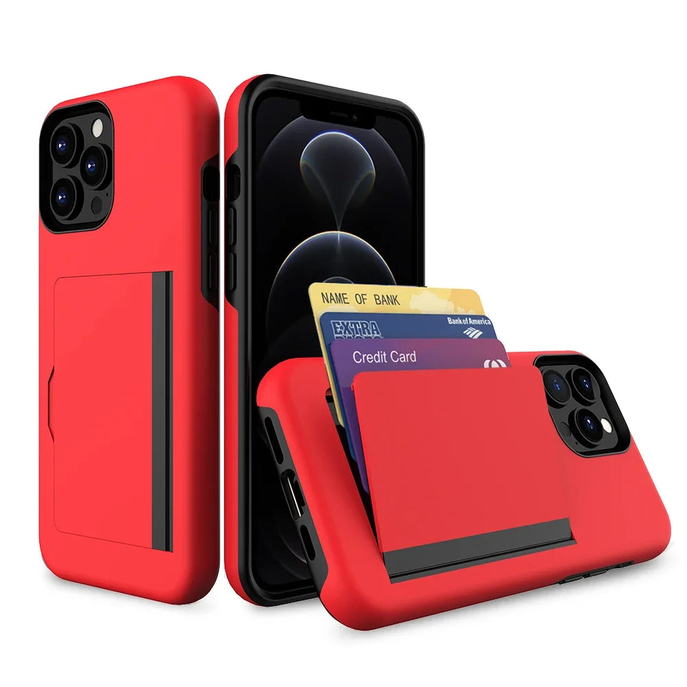 Credit Card Protective Wallets Case For iPhone 16 Pro 15 14 13 12 11 Pro Max for iPhone 16 Pro Max xr xs 7 8 Plus se 2020 Cover