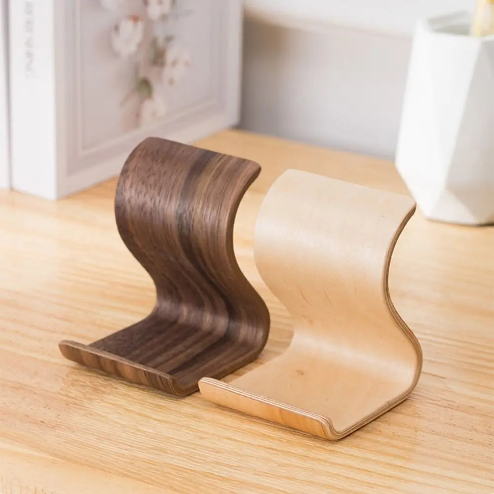 Creative Wood Mobile Phone Holder Portable Elegant Tablet Holder Crafts Durable Wooden Phone Bracket Tabletop Decoration